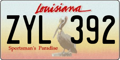 LA license plate ZYL392