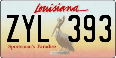 LA license plate ZYL393