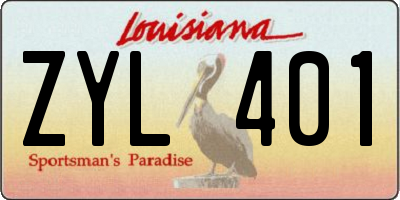 LA license plate ZYL401