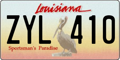 LA license plate ZYL410