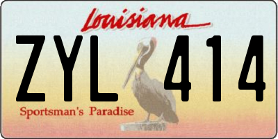 LA license plate ZYL414