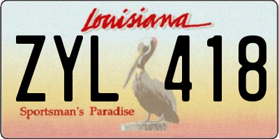 LA license plate ZYL418