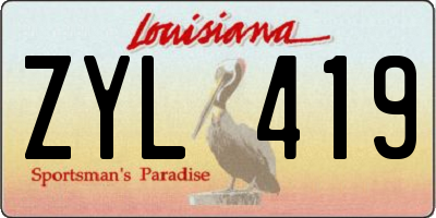 LA license plate ZYL419