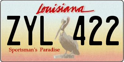 LA license plate ZYL422