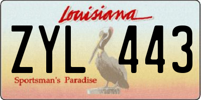 LA license plate ZYL443