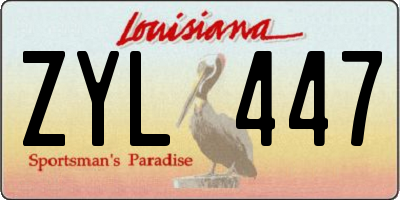 LA license plate ZYL447
