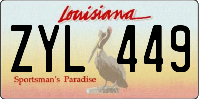 LA license plate ZYL449