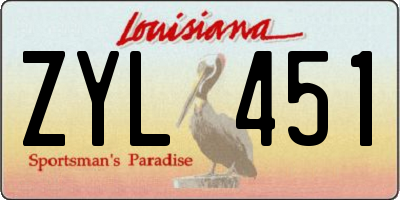 LA license plate ZYL451