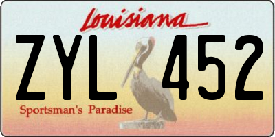 LA license plate ZYL452