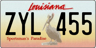 LA license plate ZYL455