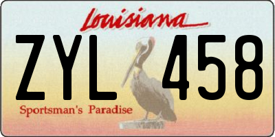 LA license plate ZYL458