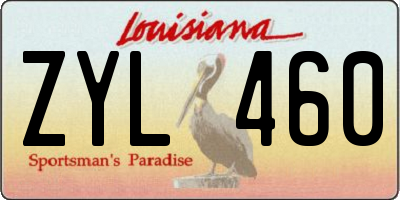 LA license plate ZYL460