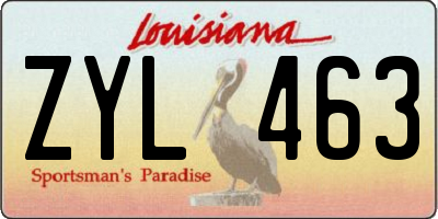 LA license plate ZYL463