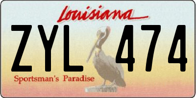 LA license plate ZYL474