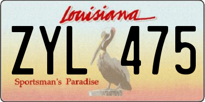 LA license plate ZYL475