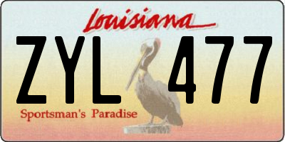 LA license plate ZYL477