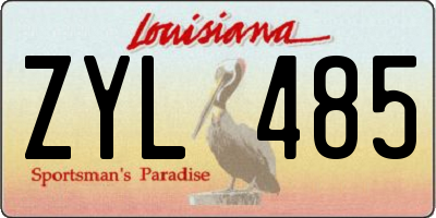 LA license plate ZYL485
