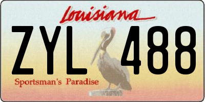 LA license plate ZYL488