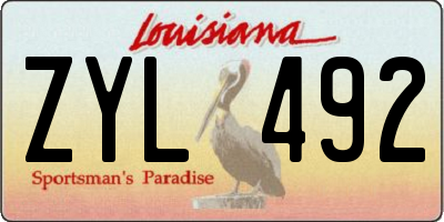 LA license plate ZYL492