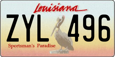 LA license plate ZYL496