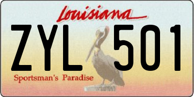 LA license plate ZYL501