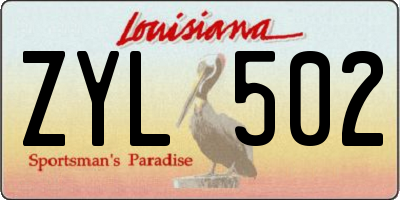 LA license plate ZYL502