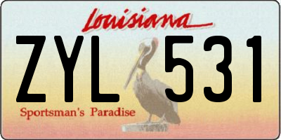 LA license plate ZYL531