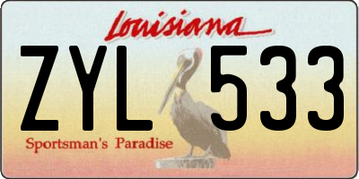 LA license plate ZYL533