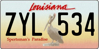 LA license plate ZYL534