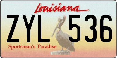 LA license plate ZYL536