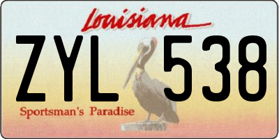 LA license plate ZYL538