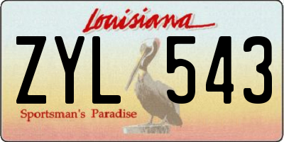 LA license plate ZYL543