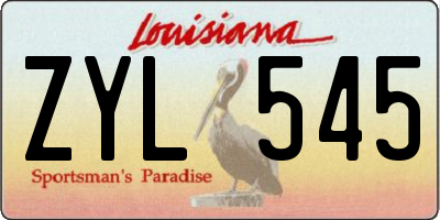 LA license plate ZYL545