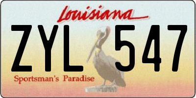 LA license plate ZYL547