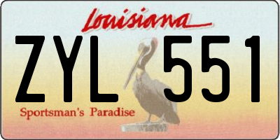 LA license plate ZYL551