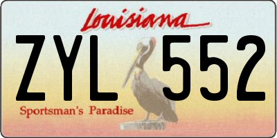 LA license plate ZYL552