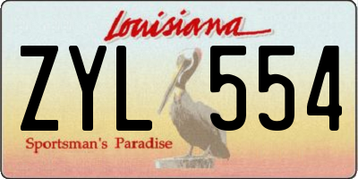 LA license plate ZYL554