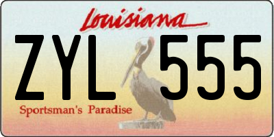 LA license plate ZYL555