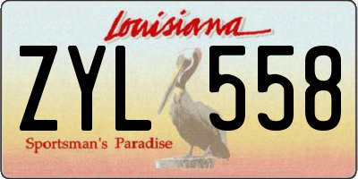 LA license plate ZYL558