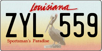 LA license plate ZYL559