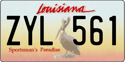 LA license plate ZYL561