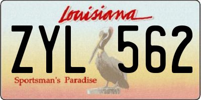 LA license plate ZYL562