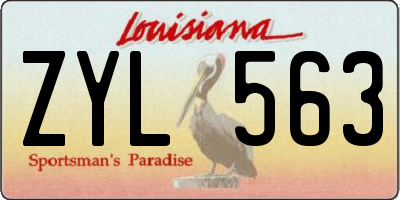 LA license plate ZYL563