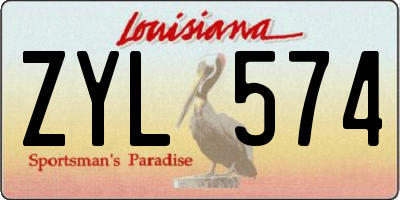 LA license plate ZYL574