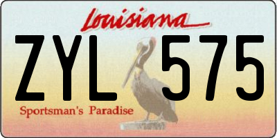 LA license plate ZYL575