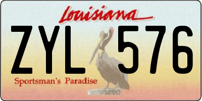 LA license plate ZYL576