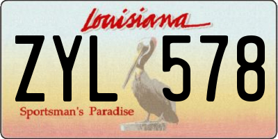 LA license plate ZYL578