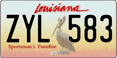 LA license plate ZYL583