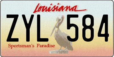 LA license plate ZYL584
