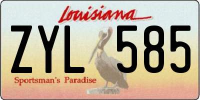 LA license plate ZYL585